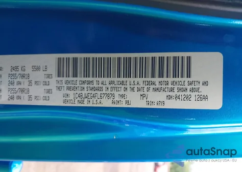 2015 Jeep Wrangler Unlimited Sahara из США, поврежденный, VIN 1C4BJWEG4FL677879